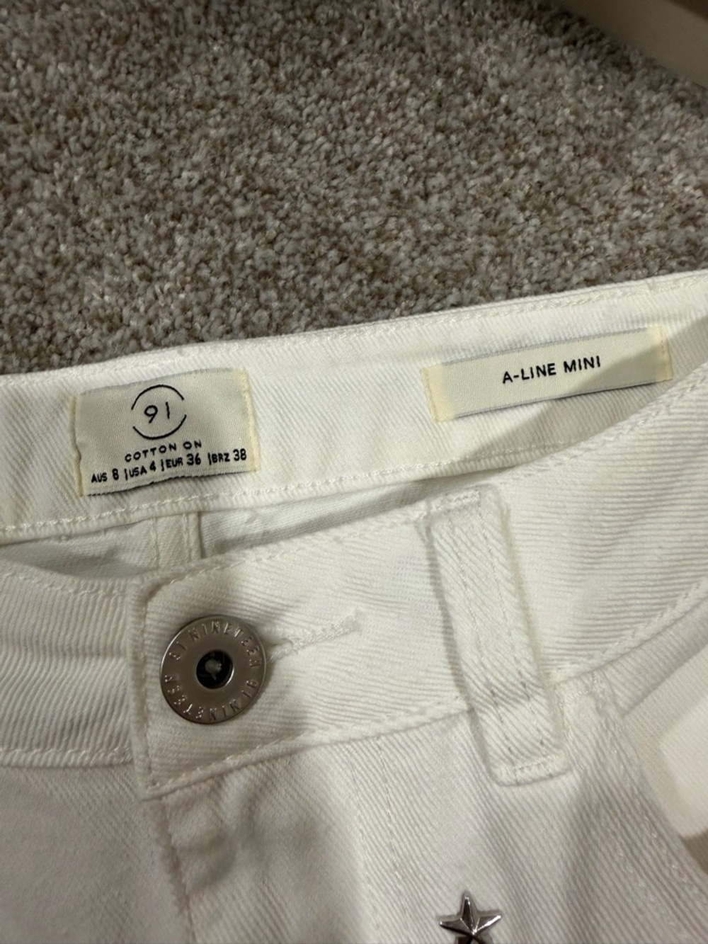 Cotton on White Star-Embellished Denim Mini Skirt - Picture 2 of 4
